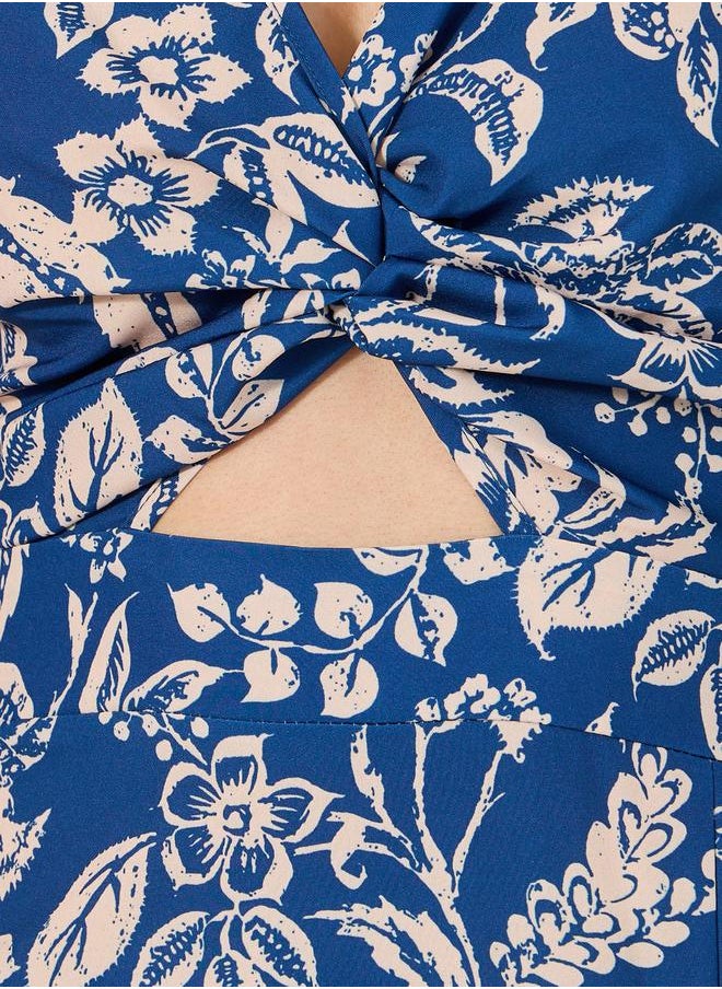 Styli All Over Print Cut Out A-Line Midi Dress  - Image 4