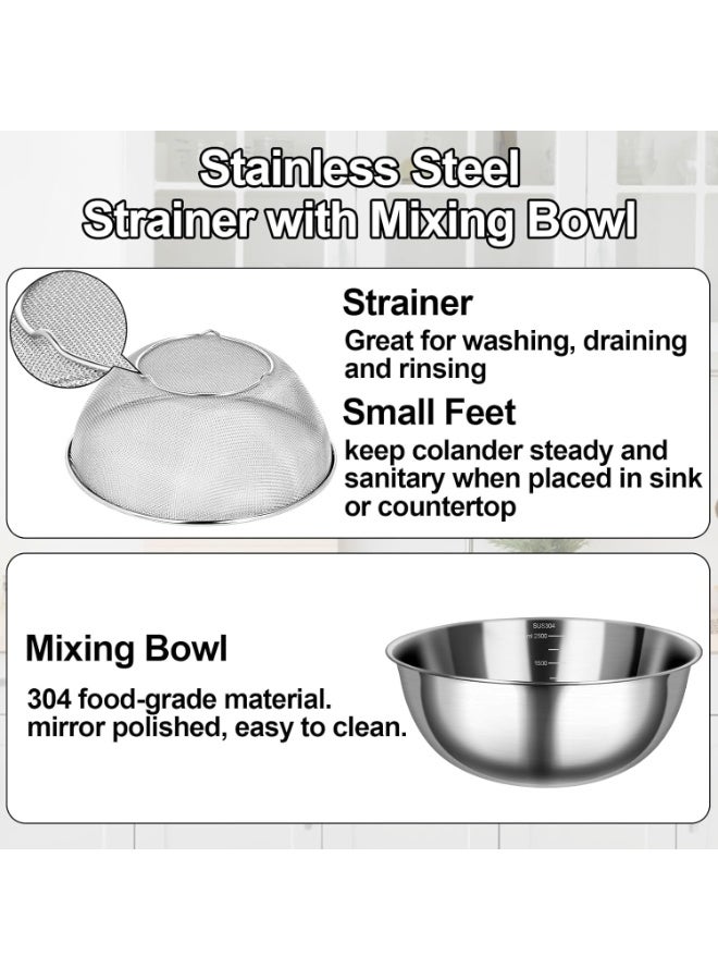 KINGMAZI 4 Pcs Stainless Steel Mixing Bowls with Strainer, Perfect for Your Kitchen Needs Like Cooking Baking and Making Salads - Image 4