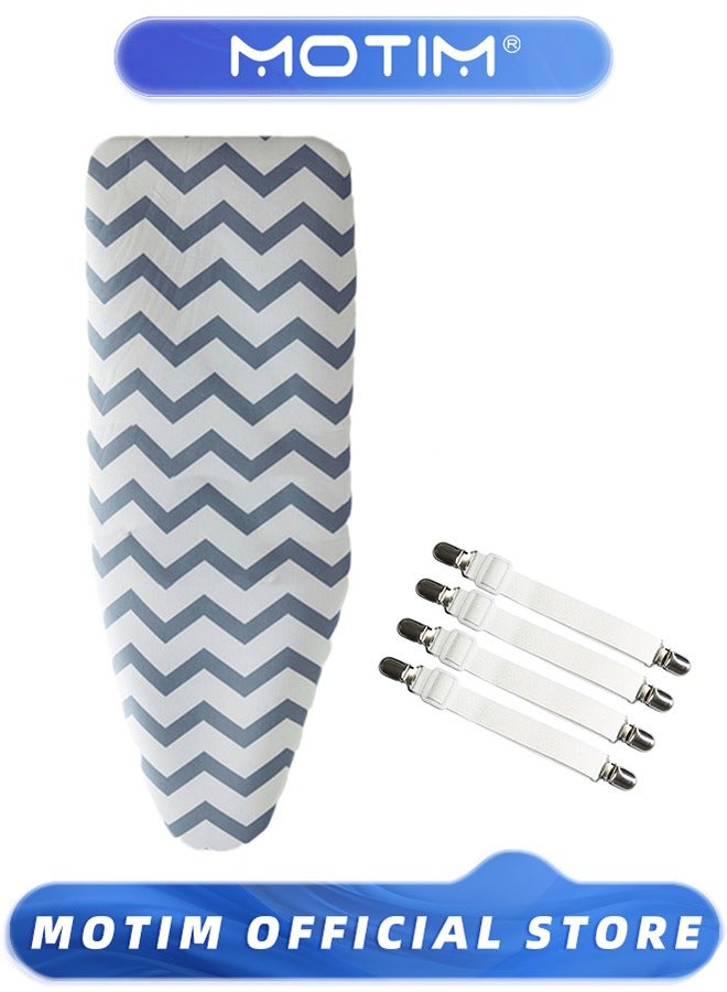 Motim Easy Installation Ironing Board Cover and Pad-Elastic Edge With 4 Daylight Buckles, Applicable Standard Size Iron Board Cover, with 4 Elastic Fasteners Easy Installation (Grey) - Image 1