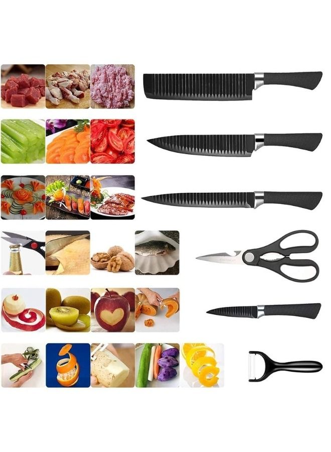 Stainless Steel Knife Set With Chef Peeler And Scissor 6 Pieces  - Image 3