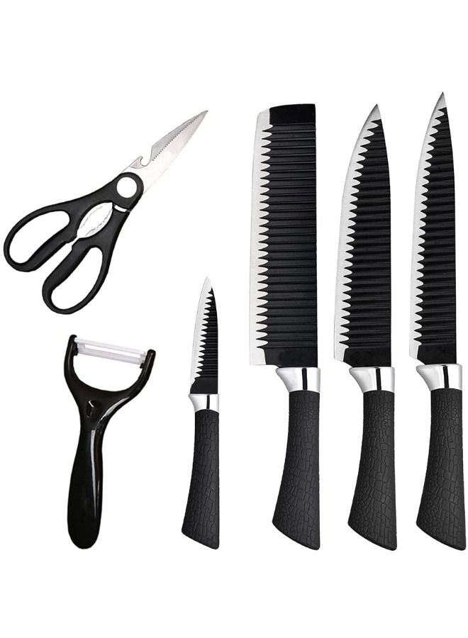 Stainless Steel Knife Set With Chef Peeler And Scissor 6 Pieces  - Image 2