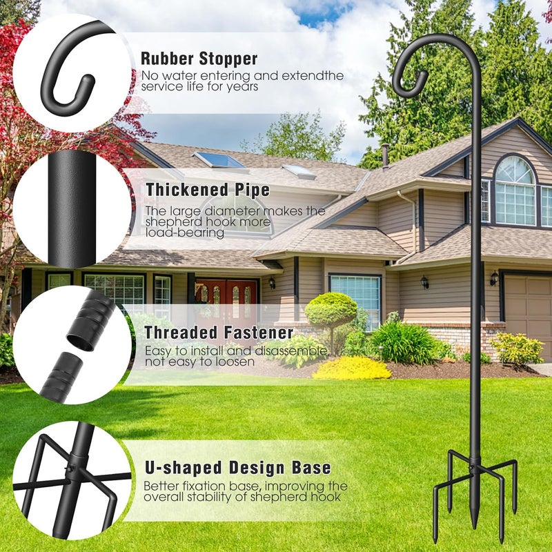 Surprizo Shepherd Hook for Outdoor, Heavy Duty Bird Feeder Pole with 5 Prong Base, Adjustable Height Bird Feeder Stand Ideal for Hanging Bird Feeders, Plant, and Garden Decorations - Image 3