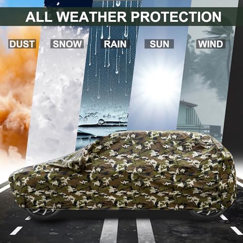 Auto Hub Waterproof Car Cover Compatible with Tata Punch with Mirror Pockets, Soft Cotton Lining, Punch Car Cover Waterproof, Army - Image 4
