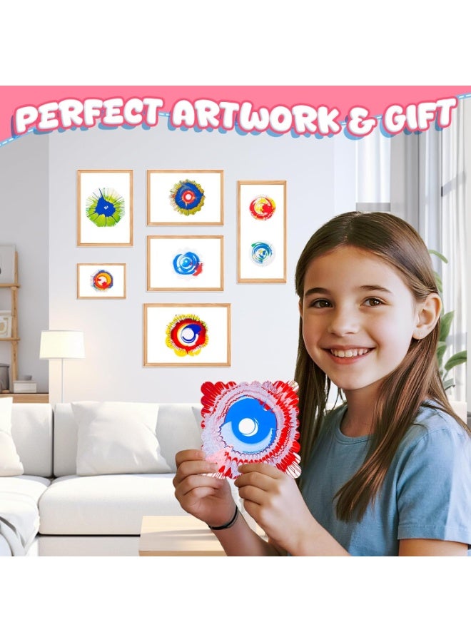 دي إم جي تك مجموعة آلة فن الرسم بالدوران للأطفال، أعمال فنية وصناعات يدوية للأطفال من عمر 4 إلى 8 سنوات، مجموعات ألعاب دوّارة رائعة للرسم مع الألوان، لوحات الفن والأفرشاة، هدايا عيد الميلاد للبنين والبنات من عمر 6 إلى 12 سنة - Image 5