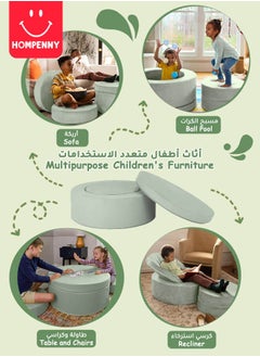 Hompenny Hompenny Multifunctional Children's Toy, Children's Creative Activity Center, Can Be Used as Game Sofa, Storage Box, Table & Chairs, Suitable for 1-12 Years, Green  - Image 4