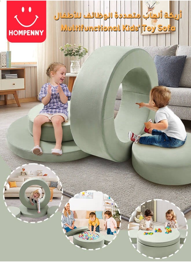 Hompenny Hompenny Multifunctional Children's Toy, Children's Creative Activity Center, Can Be Used as Game Sofa, Storage Box, Table & Chairs, Suitable for 1-12 Years, Green  - Image 1