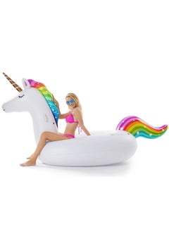 Jasonwell Giant Inflatable Unicorn Pool Float Floatie Ride On With Fast Valves Large Rideable Blow Up Summer Beach Swimming Pool Party Lounge Raft Decorations Toys Kids Adults  - Image 2