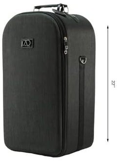 Adolfo Design Extra Large Wig Travel Box with Top Handle, Shoulder Strap & Double Zipper, Carrying Case with Removable Head-Holding Base - (Denim Black) by Adolfo Design 