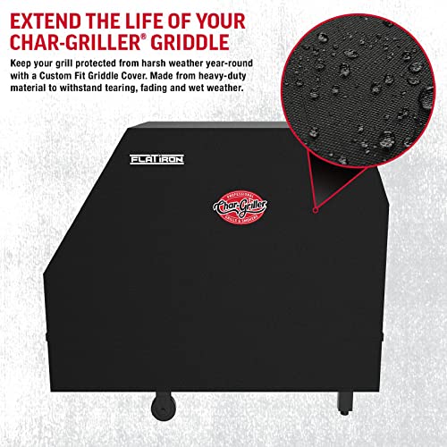 Char-Griller 8355 Flat Iron 3 Burner Outdoor Gas Griddle Grill Cover, Black - Image 3