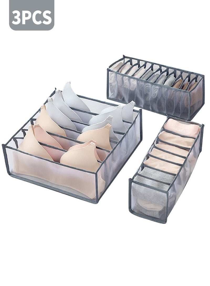 BEIRUI Underwear Drawer Organizer, Bra Storage, Underwear Storage Box, 3 Pieces Set of Large Capacity Foldable Closet Drawer for Clothing Underwear Bras Socks, Compartment Storage Boxes - Image 2