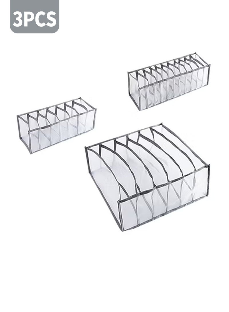 BEIRUI Underwear Drawer Organizer, Bra Storage, Underwear Storage Box, 3 Pieces Set of Large Capacity Foldable Closet Drawer for Clothing Underwear Bras Socks, Compartment Storage Boxes - Image 1