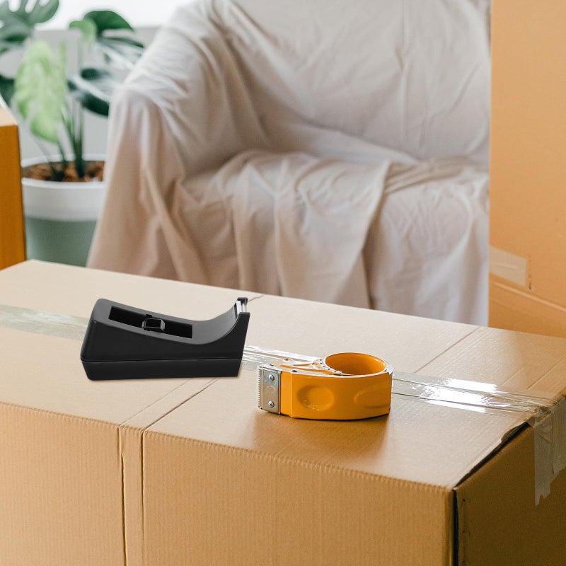 Weighted Desktop Tape Dispenser With Nonskid Base And Cutter Black 152x49x64mm - Image 4