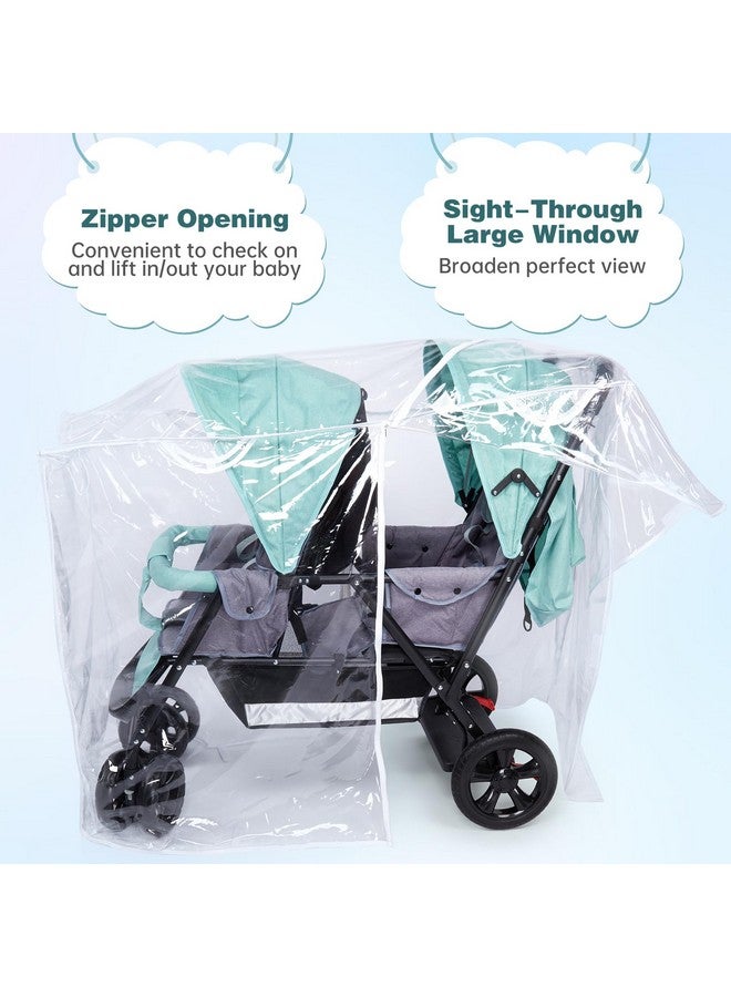 PAHTTO Double Stroller Rain Cover, Waterproof Weather Shield for Tandem Double Stroller, Twins Stroller Cover for Rain/Wind/Snow/Cold/Dust, Childseat Stroller Weather Shield, Baby Outdoor Accessories - Image 5