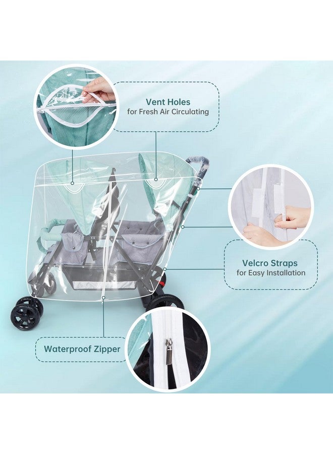 PAHTTO Double Stroller Rain Cover, Waterproof Weather Shield for Tandem Double Stroller, Twins Stroller Cover for Rain/Wind/Snow/Cold/Dust, Childseat Stroller Weather Shield, Baby Outdoor Accessories - Image 3