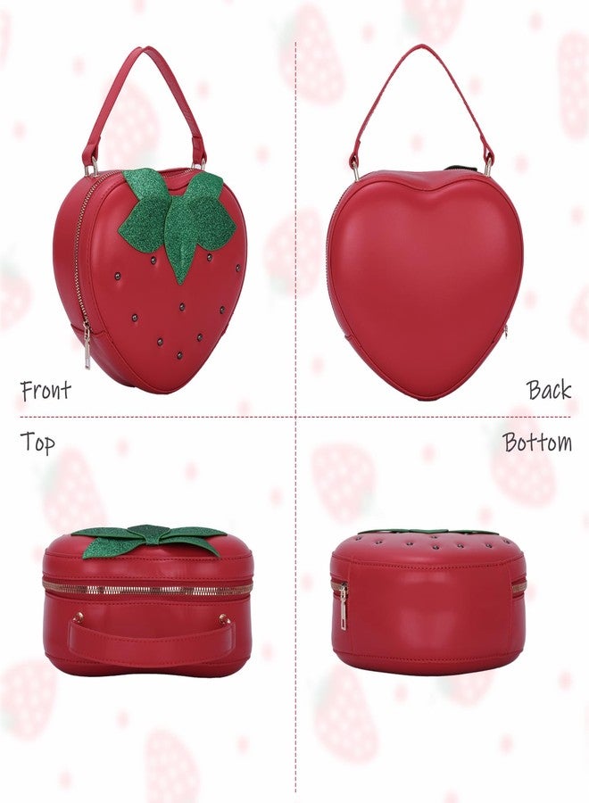 KUANG! Cute Strawberry Purse Heart Shaped Shoulder Bag Girls Fashion Handbag Crossbody Fruit Bag - Image 2
