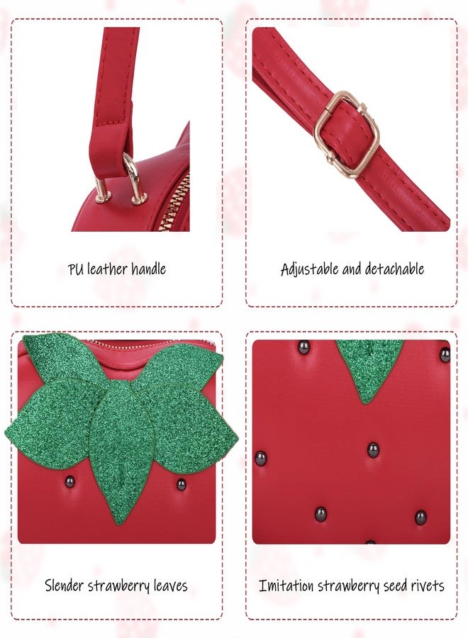 KUANG! Cute Strawberry Purse Heart Shaped Shoulder Bag Girls Fashion Handbag Crossbody Fruit Bag - Image 5