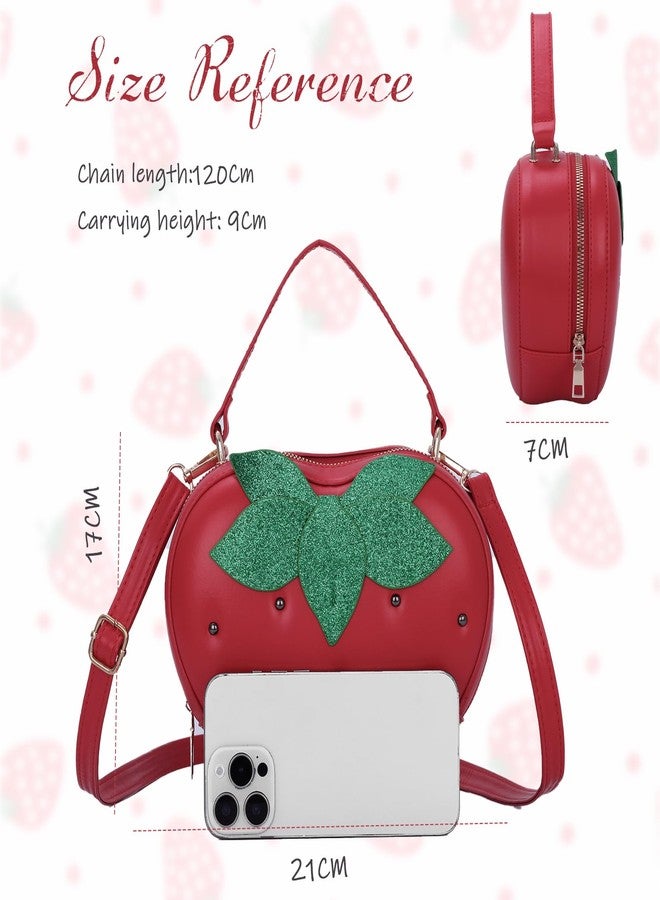 KUANG! Cute Strawberry Purse Heart Shaped Shoulder Bag Girls Fashion Handbag Crossbody Fruit Bag - Image 3