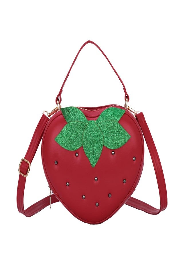 KUANG! Cute Strawberry Purse Heart Shaped Shoulder Bag Girls Fashion Handbag Crossbody Fruit Bag - Image 1