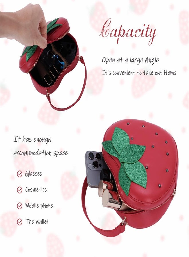 KUANG! Cute Strawberry Purse Heart Shaped Shoulder Bag Girls Fashion Handbag Crossbody Fruit Bag - Image 4