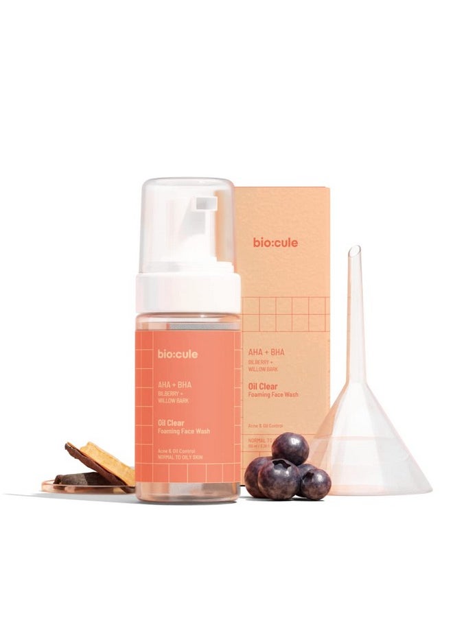 Biocule Oil Clear Foaming Face Wash Aha Bha Face Wash For Oily Skin & Acne Prone Skin With 1%Ww Of Salicylic Acid (Bha) From Willow Bark & Natural Ahas Acne Pimple & Oil Control For Unisex 100Ml  - Image 1