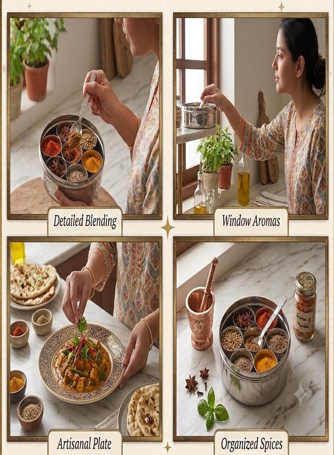 MARU Durable Stainless Steel Masala box for kitchen Spice storage Box for Kitchen with see-through lid, Masala dabba, Spices storage container (Small Size 11, 19cms) - Image 5