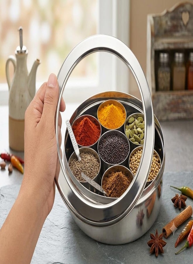 MARU Durable Stainless Steel Masala box for kitchen Spice storage Box for Kitchen with see-through lid, Masala dabba, Spices storage container (Small Size 11, 19cms) - Image 3