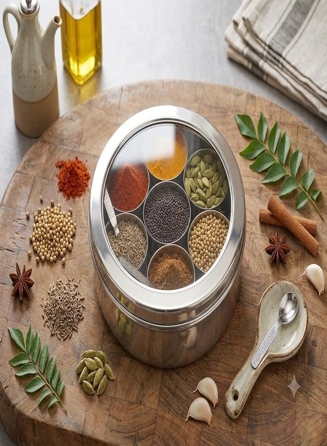 MARU Durable Stainless Steel Masala box for kitchen Spice storage Box for Kitchen with see-through lid, Masala dabba, Spices storage container (Small Size 11, 19cms) - Image 2