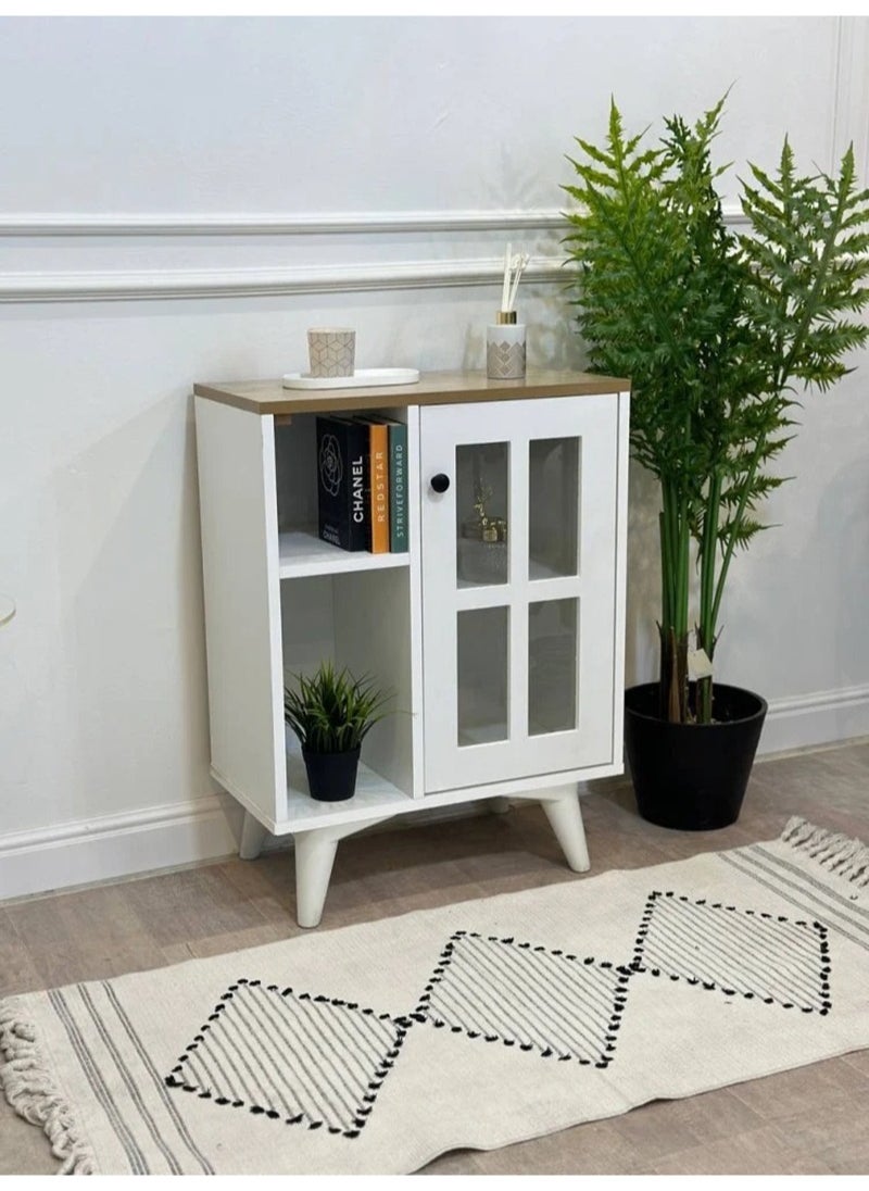 AGD Multipurpose Home Coffee Corner for Kitchen and Living Room, Kitchen Dining Room Console Cabinet with Closed Cabinet and 2 Open Storage Shelves 58*30*77cm White  - Image 5