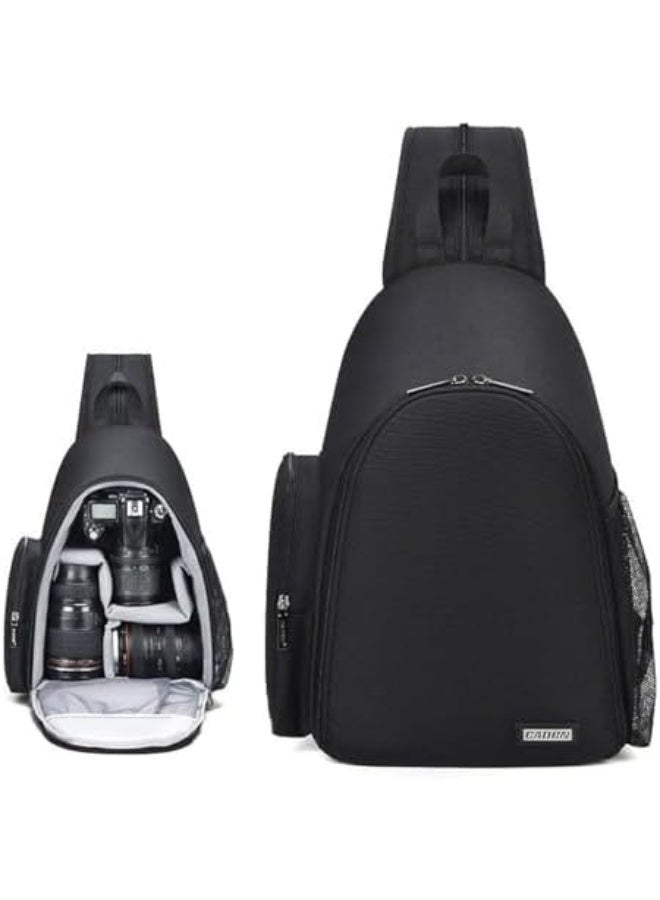 Sling Camera Bag With Tripod Holder for Canon Nikon Sony Pentax SLR Mirrorless Cameras - Black Duffel Bag - Image 1