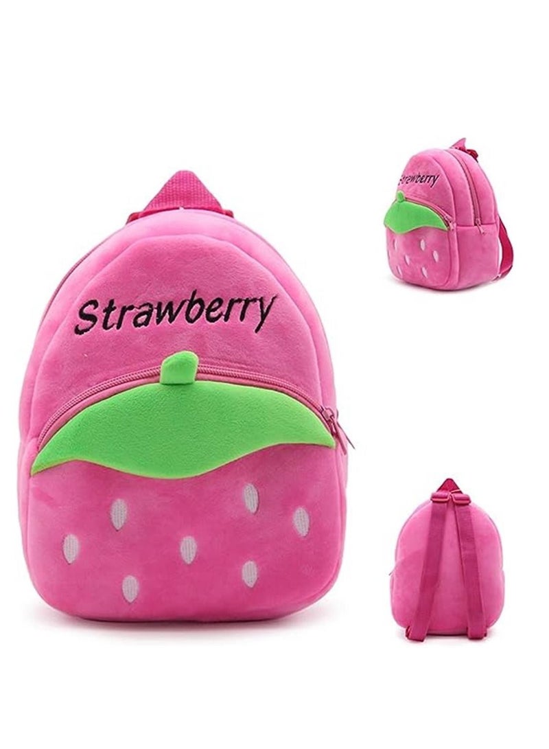 Mini Backpack Kids Cute School Shoulder Bag Toddler Plush Small Backpack Baby Schoolbag Preschool Bag Gift Strawberry  - Image 4
