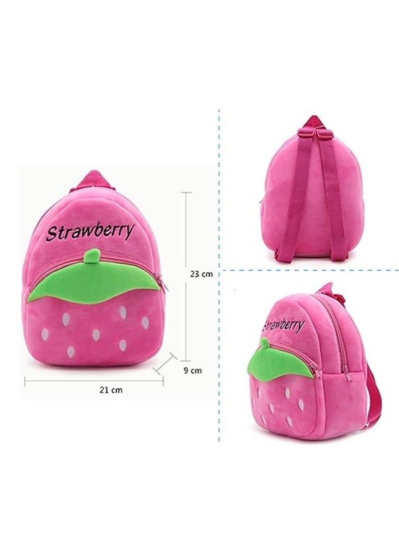 Mini Backpack Kids Cute School Shoulder Bag Toddler Plush Small Backpack Baby Schoolbag Preschool Bag Gift Strawberry  - Image 2