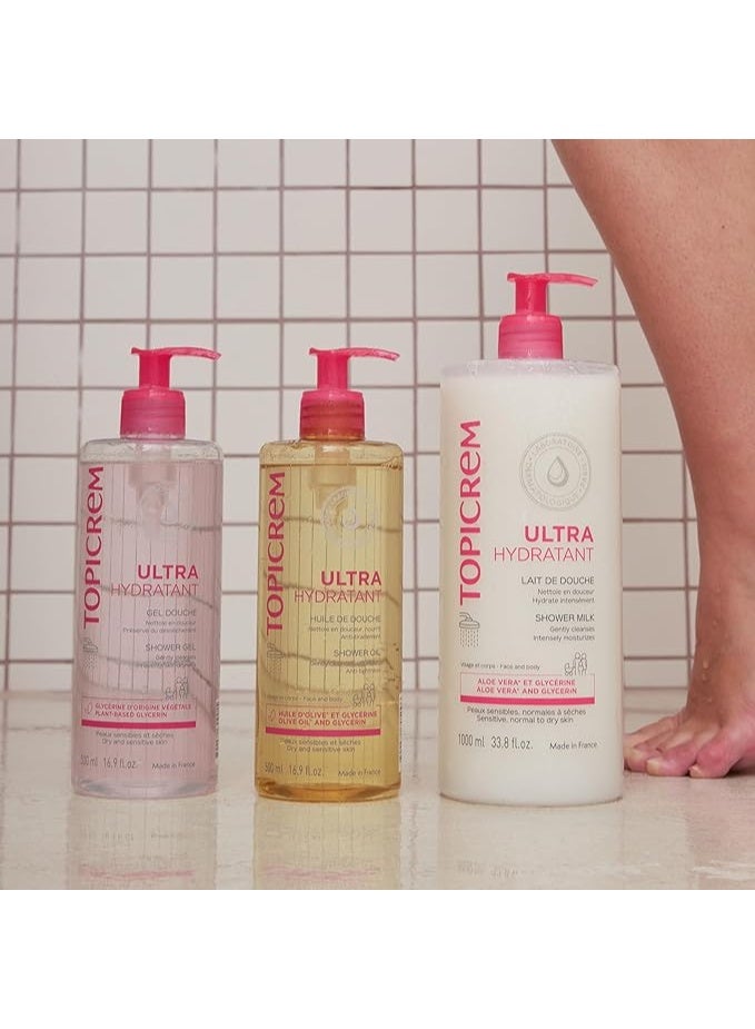 Topicrem 1000ml Ultra Moisturizing Shower Gel Gentle Daily Cleanser for Dry - Image 2