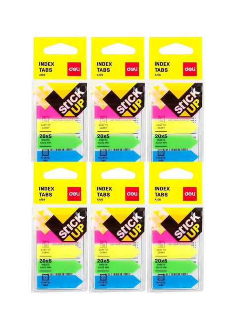 6-Pack Index Tab With Pointed Tip Multicolour