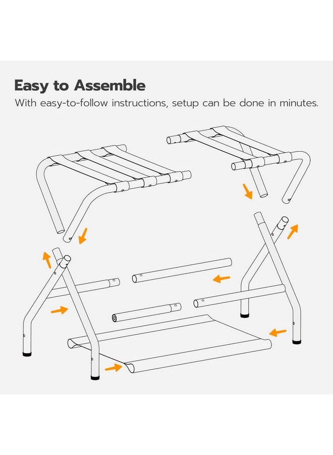 HOOBRO Luggage Rack, Folding Suitcase Stand with Fabric Storage Shelf for Guest Room, Bedroom, Hotel, Holds up to 100 lb, 27 x 15.3 x 22 Inches, Space Saving, Black BK04XL01 - Image 2