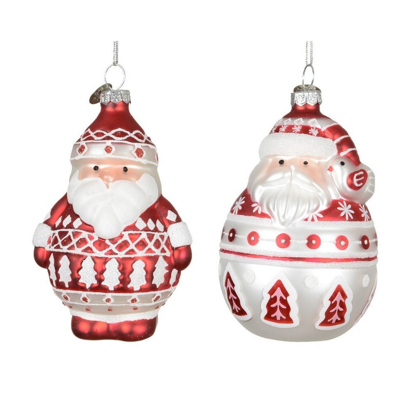 زينة عيد الميلاد من زجاج كامينك على شكل سانتا مع لمسة ثلجية لتزيين الأشجار الداخلية والخارجية - 10.4 سم، قطعة واحدة متنوعة