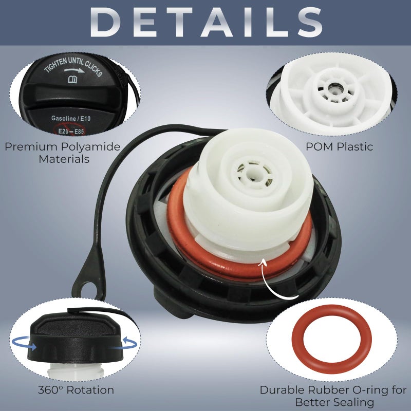 Manymiba Gas Cap, Fuel Cap For Ford Lincoln Mercury 2004-2009 F150, 2007-2015 Edge, 2009-2020 F250 F350 Super Duty, 2017-2021 F450 F550, 2006-2007 Fusion, 2004-2007 Freestar, 2006-2009 Ranger, FC1079 FC1089 - Image 3