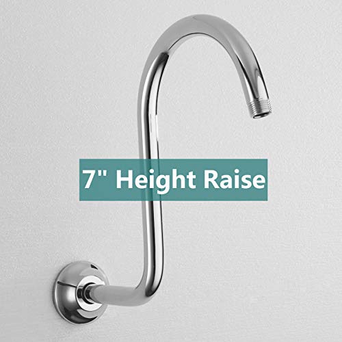 BESTILL 13 Inch S Shape Shower Head High Rise Extension Shower Arm and Flange, Chrome - Image 2