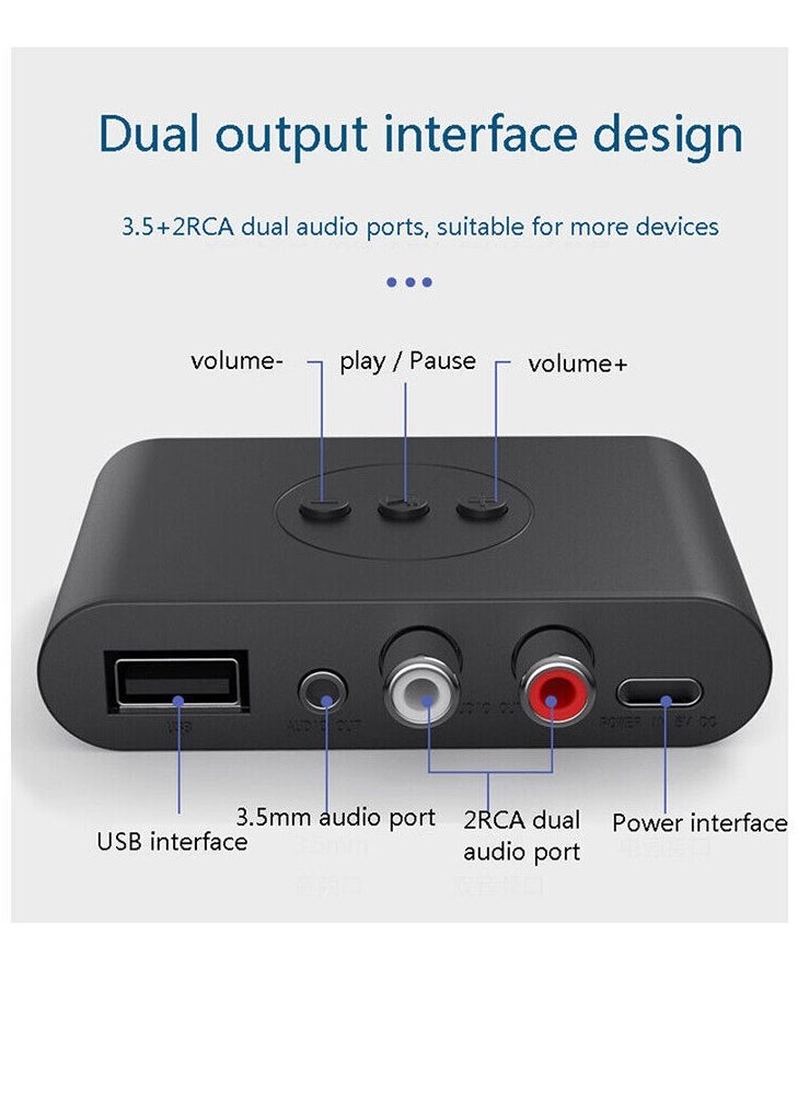 Generic - Wireless Bluetooth Extender, Bluetooth 5.2 Receiver 3.5mm Support U Disk Playback USB Bluetooth Sound Adapter for Car Speakers - Image 1
