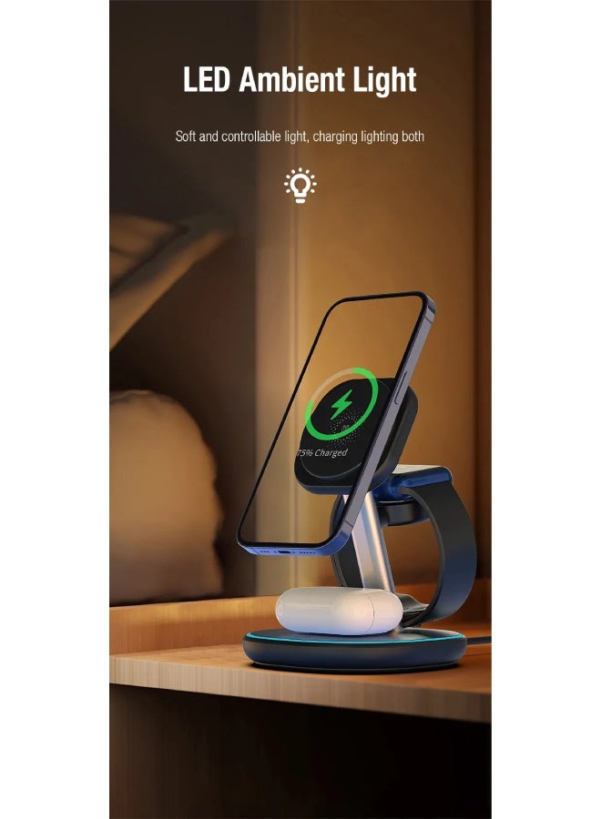 Nine Z27 3 in 1 Magnetic Wireless Charger Stand - Black - Image 3