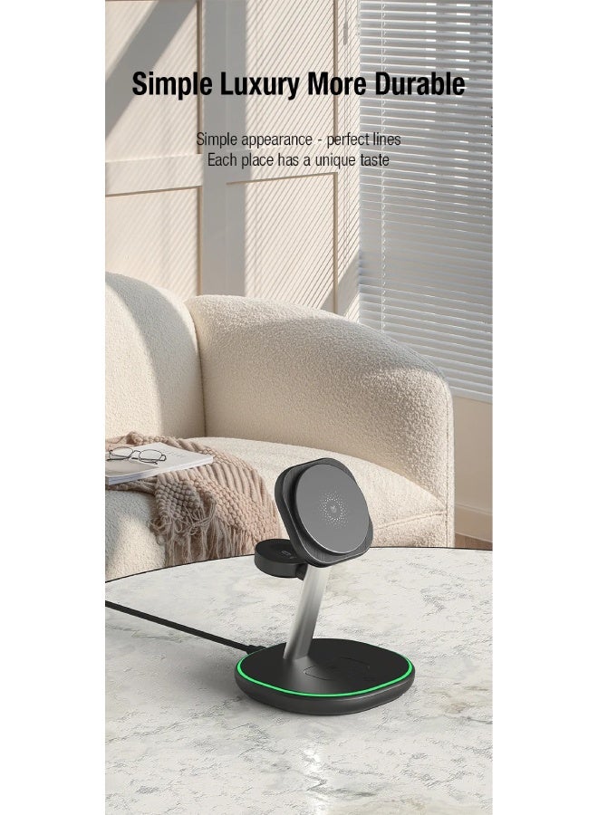 Nine Z27 3 in 1 Magnetic Wireless Charger Stand - Black - Image 4