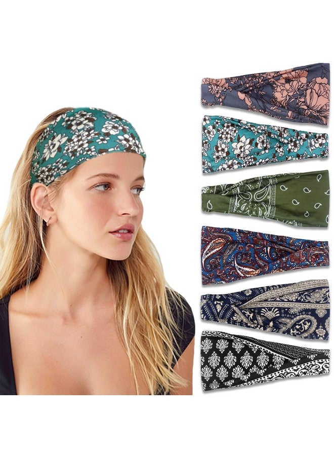 IVARYSS Headbands For Women Nonslip Premium Stretchy Head Bands Hair Accessorieswear For Yoga Fashion Working Out Travel Or Running 6 Pack Boho - Image 1