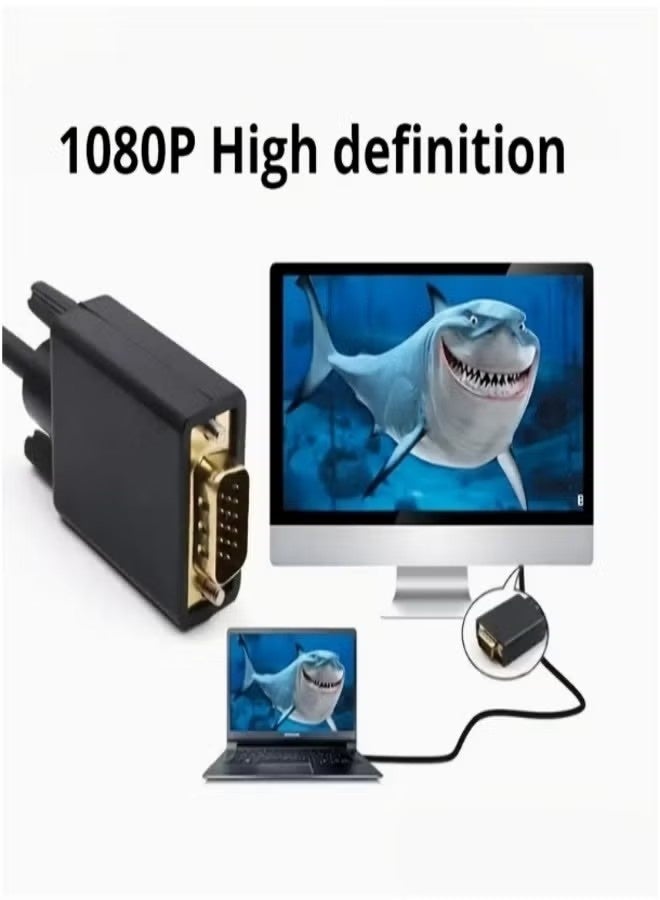 فوجيشكا كابل HDMI إلى VGA بطول 1.8 متر – كابل محول HDMI إلى VGA عالي الأداء مع موصل ذكر إلى ذكر لنقل الفيديو من الرقمي إلى التناظري بسلاسة – مثالي لأجهزة اللابتوب وأجهزة الكمبيوتر وأجهزة العرض والشاشات – تصميم متين مع موصلات مطلية بالذهب لتعزيز استقرار الإشارة - Image 5
