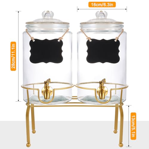 FUREEY Drink Dispensers for Parties,2 Pack 1 Gallon Beverage Dispenser with Stand,Drink Dispenser With Glass Lid and Stainless Steel Spigot Leak-proof, Ideal for Lemonade,Juice, Tea, and Party Drinks - Image 5