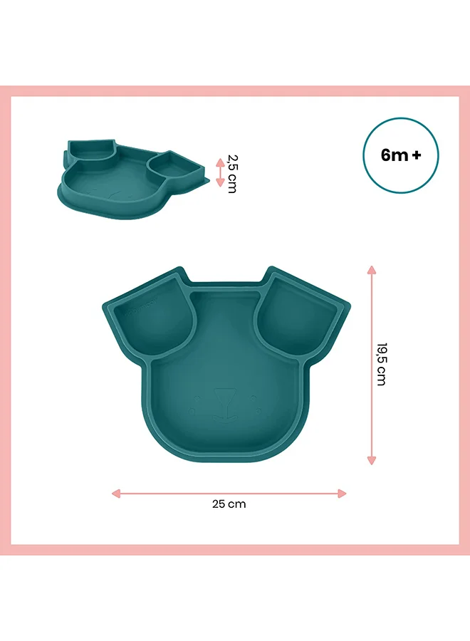 بيبي موف طبق سيليكون مقسم Isy Plate أزرق مانع للانزلاق وآمن للميكروويف وغسالة الأطباق وخالٍ من BPA