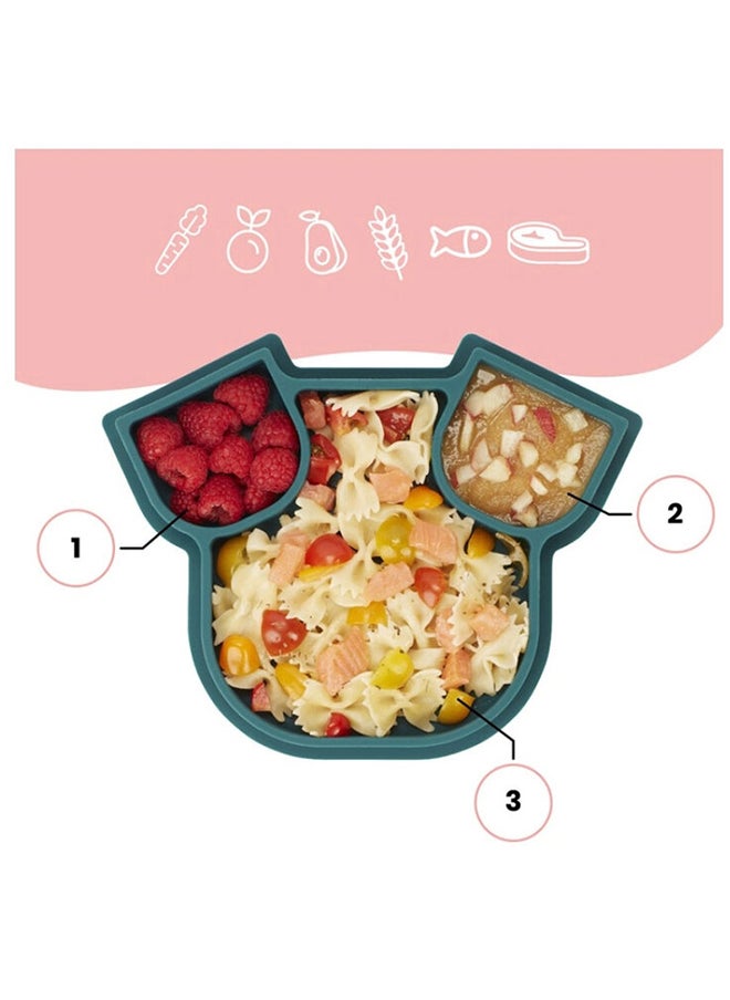 babymoov Divided Silicone Plate Isy Plate In Blue, Plate Features Multiple Compartments, Plate Features Multiple Compartments, Bpa - Free, Microwave And Dishwasher Safe , Non - Slip Base  - Image 2