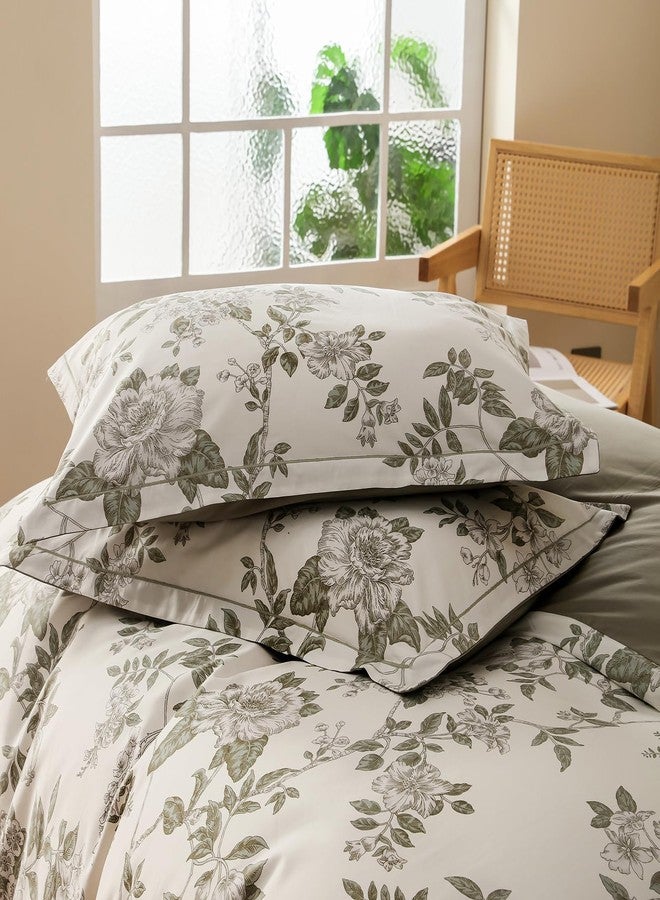 OAITE Duvet Cover Set King Size Floral Pattern Soft Long Staple Cotton Duvet Cover Sets 3-PC, Breathable Duvet Cover with Zipper Closure & Corner Ties - Image 5
