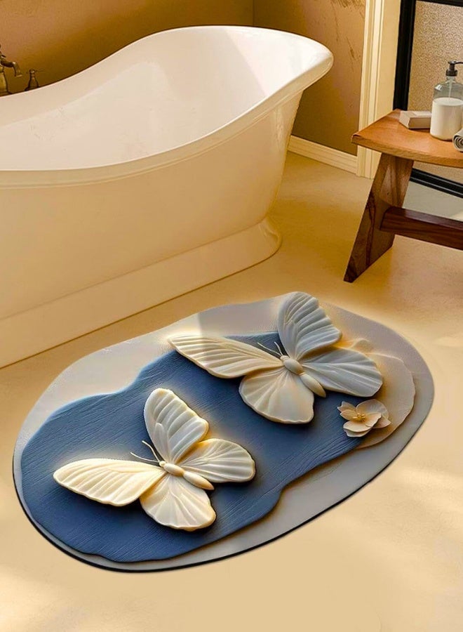Chase Up 3D Butterfly Print Pattern Rugs, Anti-Fatigue Floor Mat,Comfort Standing Mat Super Soft, Non-Slip And Absorbent.Machine Bathroom Carpet, Shower And Bathtub Bathroom Mat ( 38 x 58 cm) - Image 1