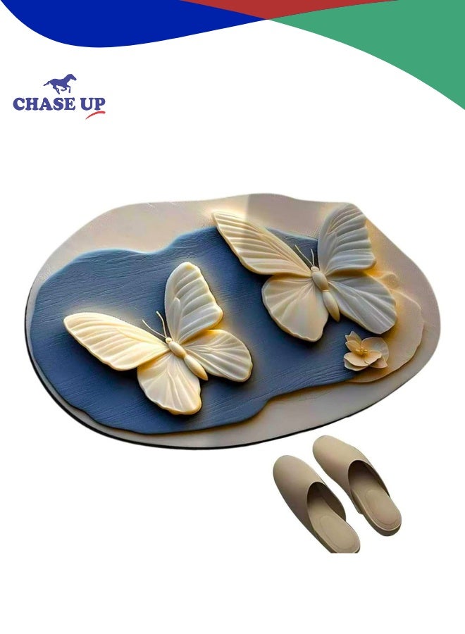 Chase Up 3D Butterfly Print Pattern Rugs, Anti-Fatigue Floor Mat,Comfort Standing Mat Super Soft, Non-Slip And Absorbent.Machine Bathroom Carpet, Shower And Bathtub Bathroom Mat ( 38 x 58 cm) - Image 3