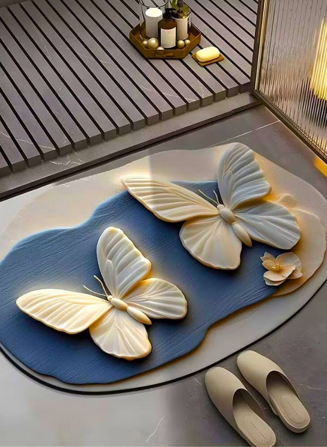 Chase Up 3D Butterfly Print Pattern Rugs, Anti-Fatigue Floor Mat,Comfort Standing Mat Super Soft, Non-Slip And Absorbent.Machine Bathroom Carpet, Shower And Bathtub Bathroom Mat ( 38 x 58 cm) - Image 2