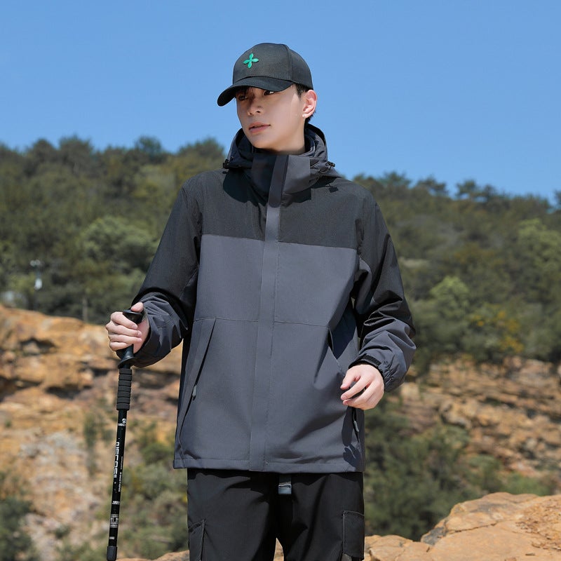 New Three-In-One Charge Clothes For Men And Women Outdoor Two-Piece Windproof Warm Jacket Waterproof Mountaineering Suit Printed Logo - Image 5